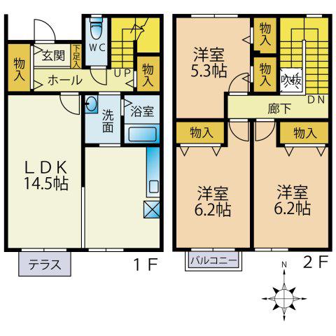 ソラティーオ(3LDK/1階)の間取り写真