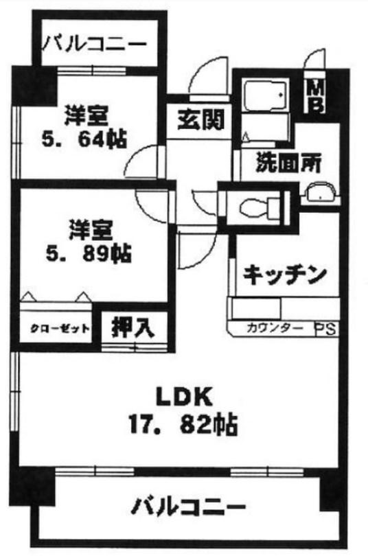 ベーセ・ベージェ西今宿(2LDK/5階)の間取り写真