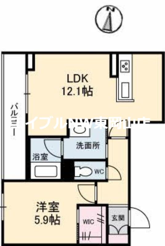 ベレオ北方(1LDK/3階)の間取り写真