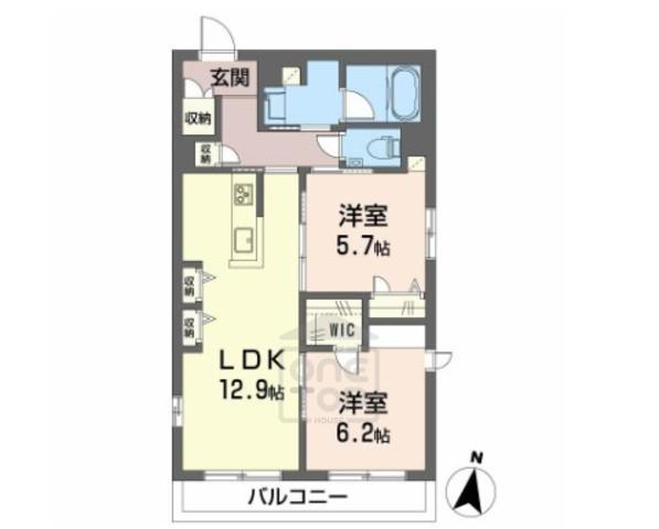 パラッツォ グロリオーサ3(2LDK/2階)の間取り写真