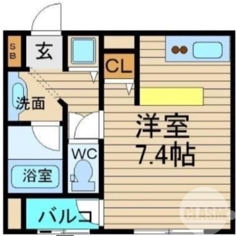 アフルエンス(ワンルーム/2階)の間取り写真