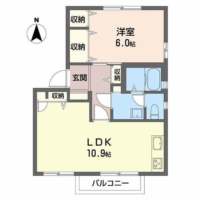 ハイツピースフルA(1LDK/1階)の間取り写真