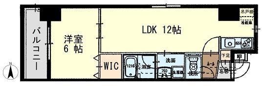 ガーデン富田町(1LDK/4階)の間取り写真