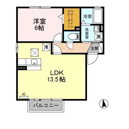 グリーン・リーフ熊倉C(1LDK/1階)の間取り写真