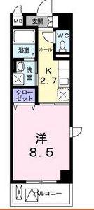 クレメント岡山(1K/2階)の間取り写真