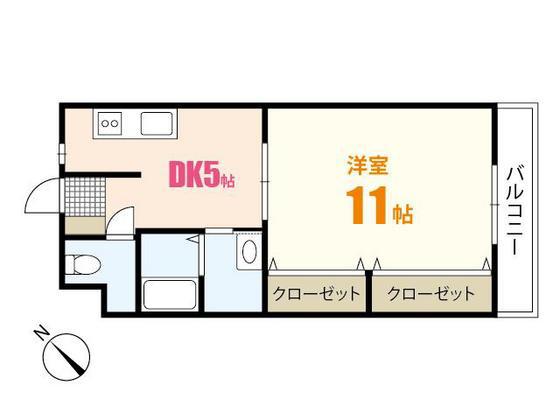 シャトームジカ(1DK/4階)の間取り写真