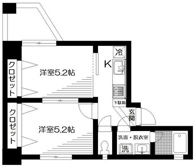 ソレーユ板橋(2K/2階)の間取り写真