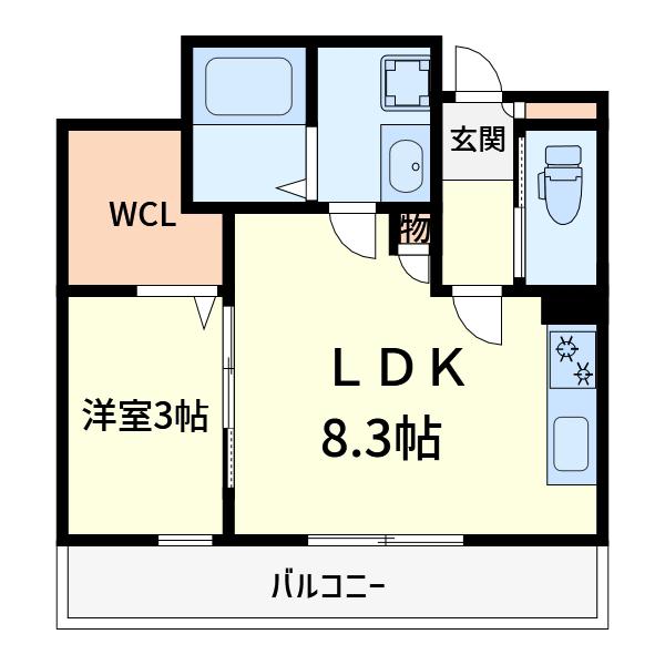 キニスム東五百住町(1LDK/3階)の間取り写真