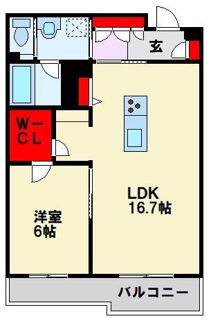 VIA SALAKURAZA(1LDK/2階)の間取り写真