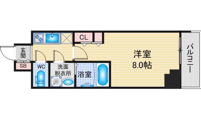 S-RESIDENCE高岳BRESA(1K/15階)の間取り写真