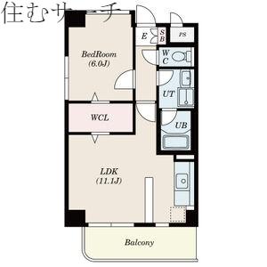 四日市エンブルコート(1LDK/9階)の間取り写真