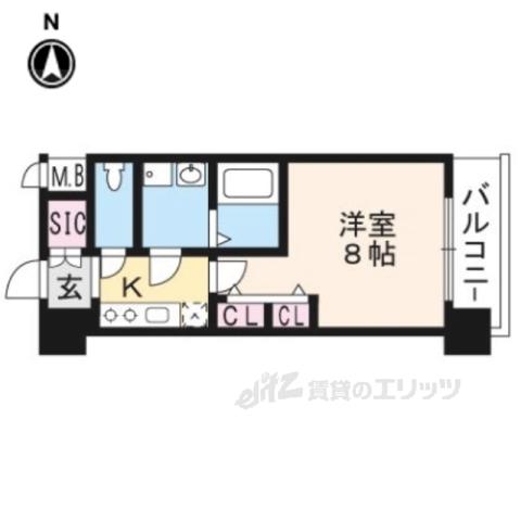 エステムコート京都西大路(1K/7階)の間取り写真