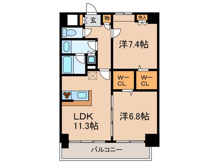 MORALIA KANAYAMA(2LDK/10階)の間取り写真