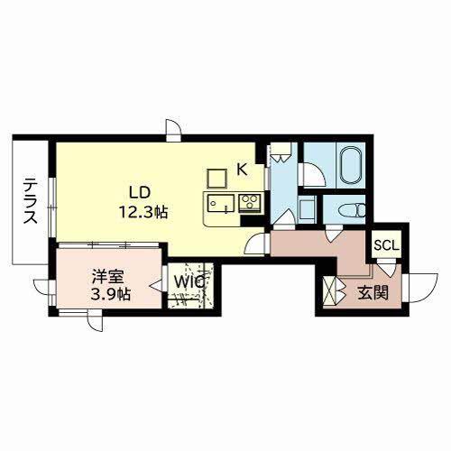 SHAMAISON HOSHIDA(1LDK/1階)の間取り写真