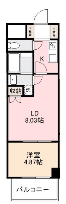 J.リヴェール錦町(1LDK/4階)の間取り写真