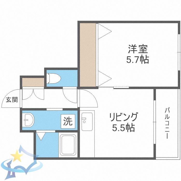サイレンスウエスト(1DK/4階)の間取り写真