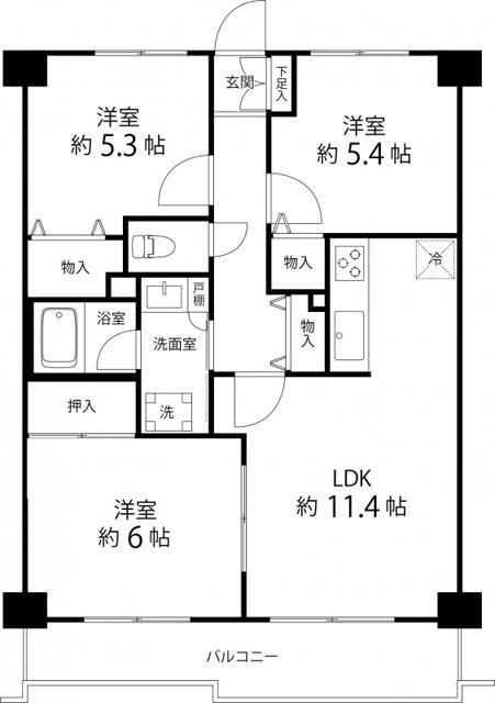 T′S GARDEN光が丘(3LDK/3階)の間取り写真