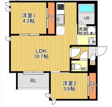 REGALEST F 訓尭(2LDK/2階)の間取り写真