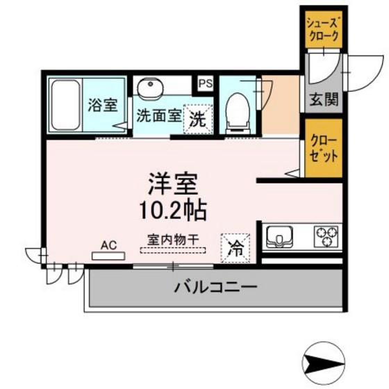 シャルール(ワンルーム/2階)の間取り写真