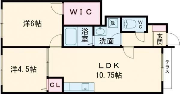リヴィエール・スリジェ(2LDK/1階)の間取り写真