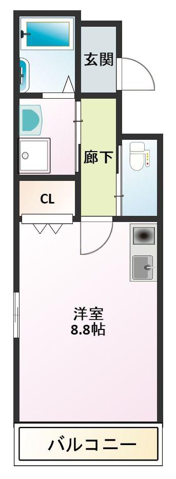 オーシママンション(ワンルーム/2階)の間取り写真