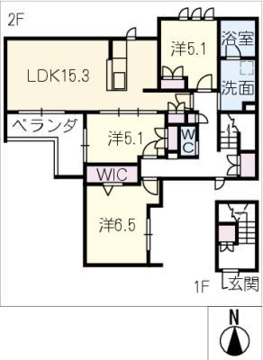 BAMBOU DEUX(3LDK/2階)の間取り写真