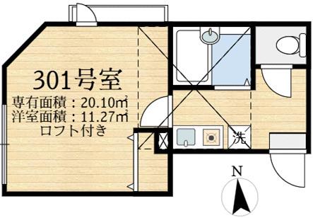 レゼール平井(1K/3階)の間取り写真
