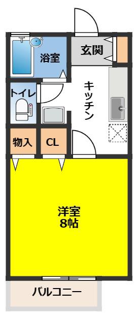 サンハイツ西仙北A棟(1K/2階)の間取り写真