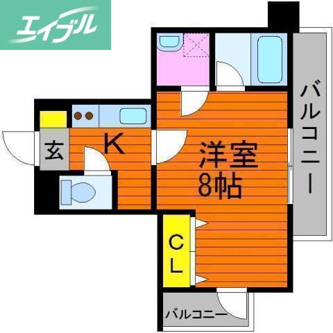 ARCSTAGE表町(1K/2階)の間取り写真