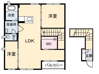 グランビュ一A(2LDK/2階)の間取り写真