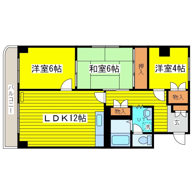 ビレッジ南元町(3LDK/3階)の間取り写真