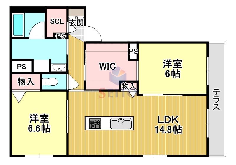 シャーメゾンミーサ(2LDK/1階)の間取り写真