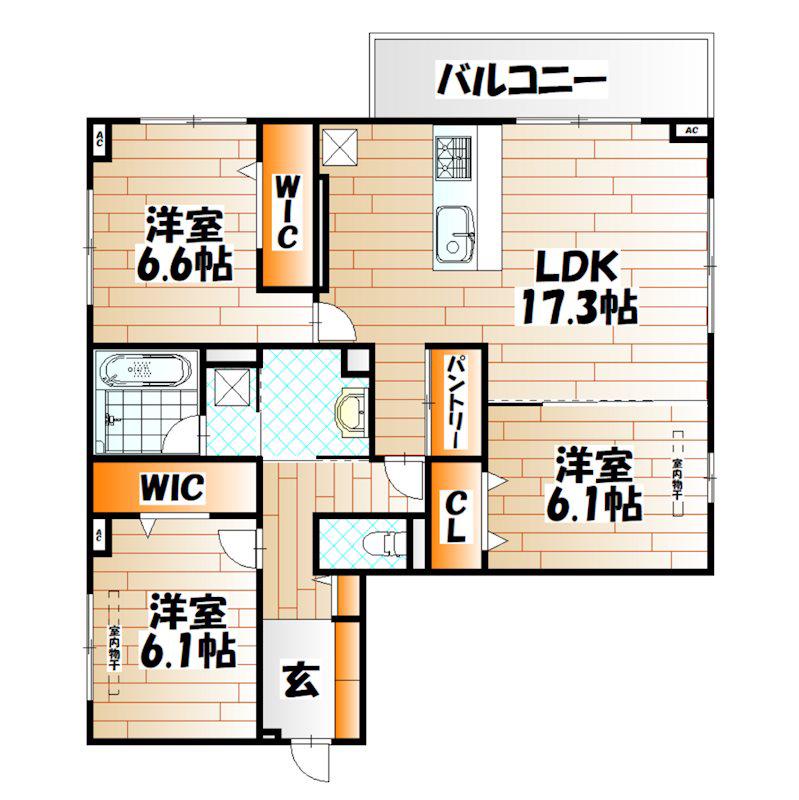 D-ROOM原町(3LDK/2階)の間取り写真
