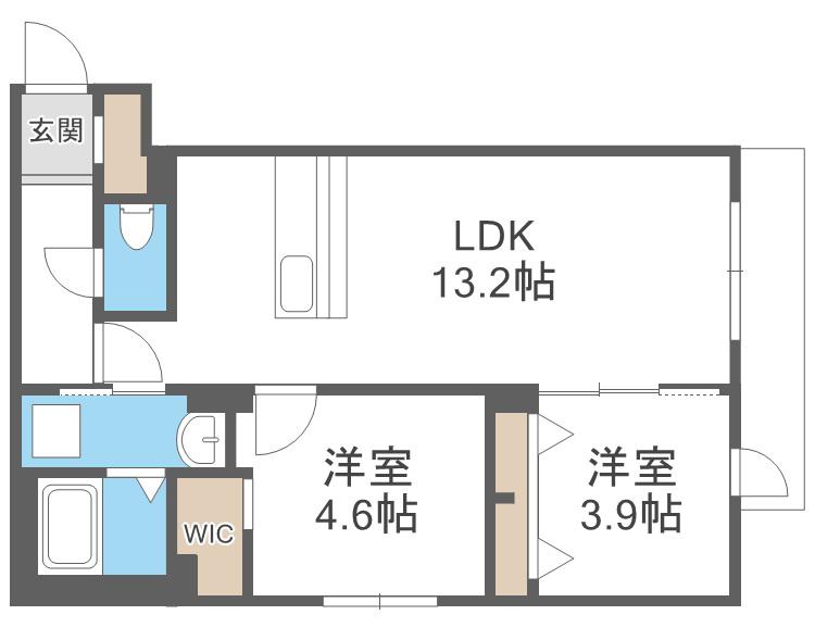 ヴェルデオーロ住吉(2LDK/2階)の間取り写真