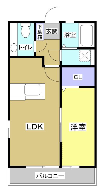 ドエル志都呂 B(1LDK/1階)の間取り写真