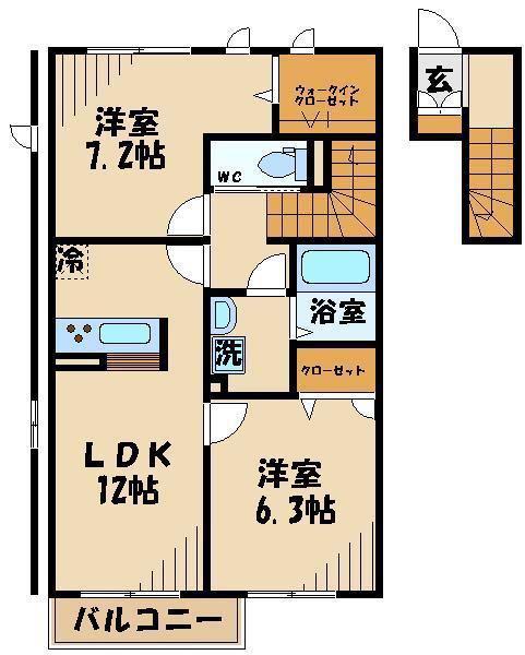 エクセレントステージ(2LDK/2階)の間取り写真