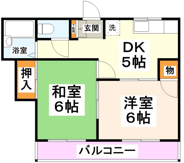 ウィングスII(2DK/2階)の間取り写真