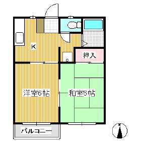 シャトルN・H(2DK/1階)の間取り写真