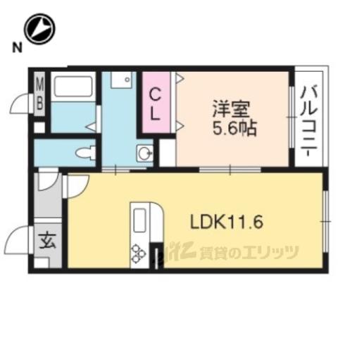 ハートフル下戸山(1LDK/3階)の間取り写真