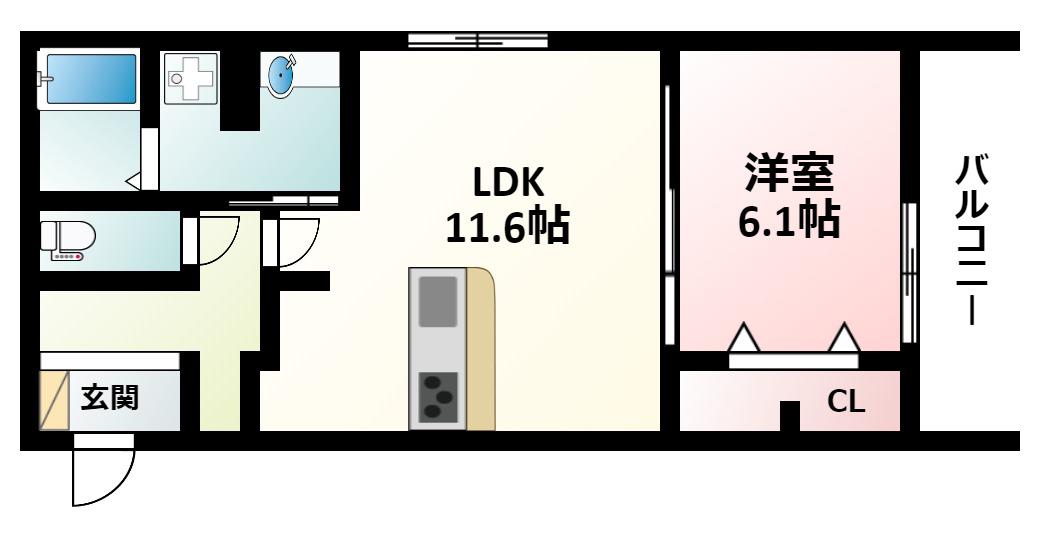 シャルムA(1LDK/3階)の間取り写真