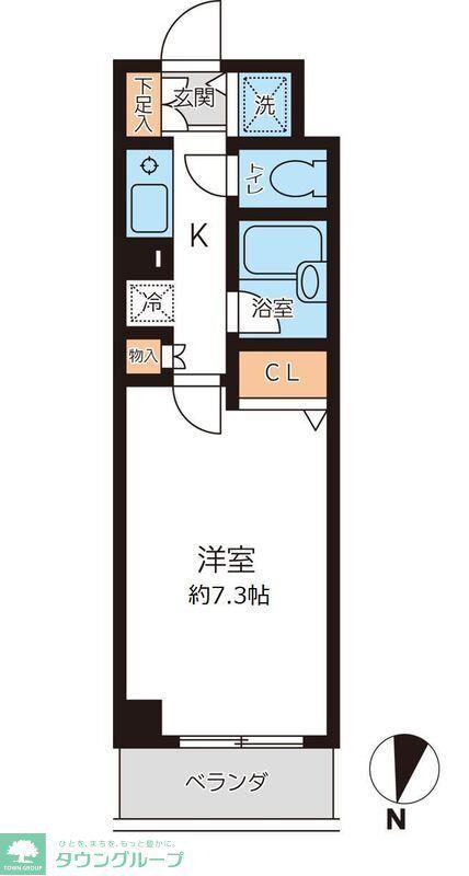 CITY SPIRE国分寺(1K/2階)の間取り写真