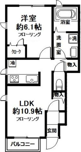 ファインコート鶴見(1LDK/1階)の間取り写真