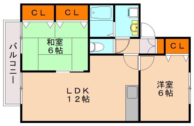 アイリス月の浦A(2LDK/1階)の間取り写真