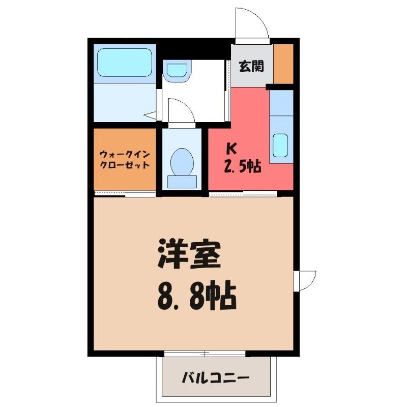 グランパルテールB(1K/1階)の間取り写真