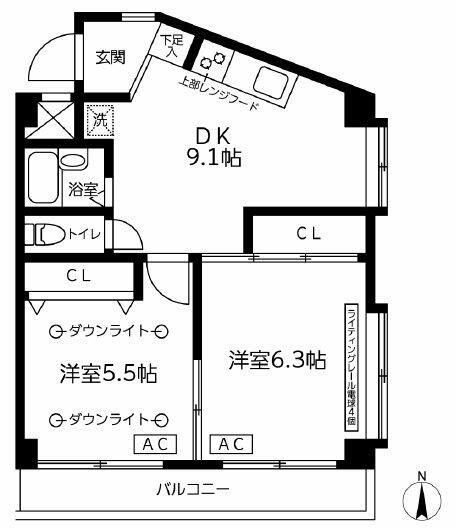 ハイツアトム(2DK/1階)の間取り写真