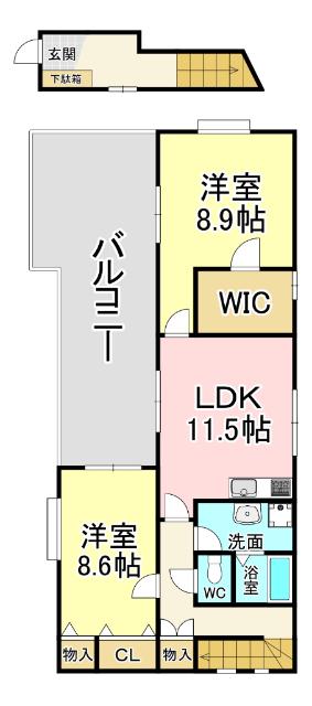 メゾンひとみ(2LDK/2階)の間取り写真
