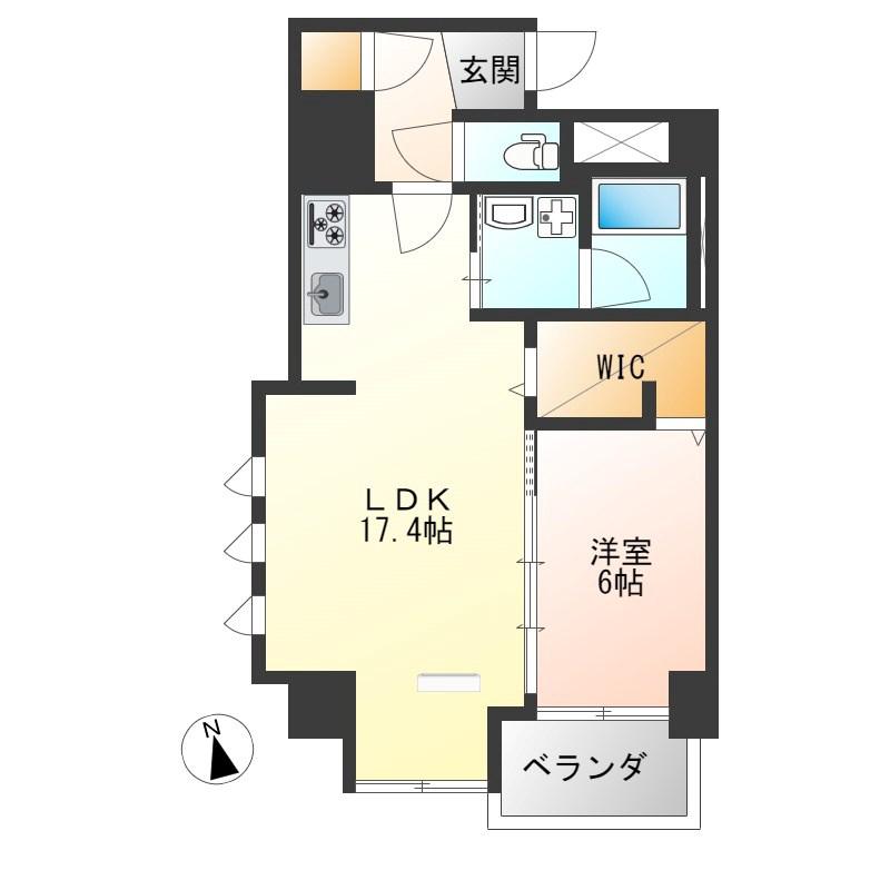 ビュー雷神III(1LDK/11階)の間取り写真