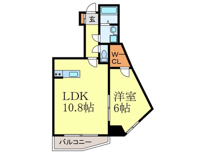 フラップワン高宮(1LDK/3階)の間取り写真