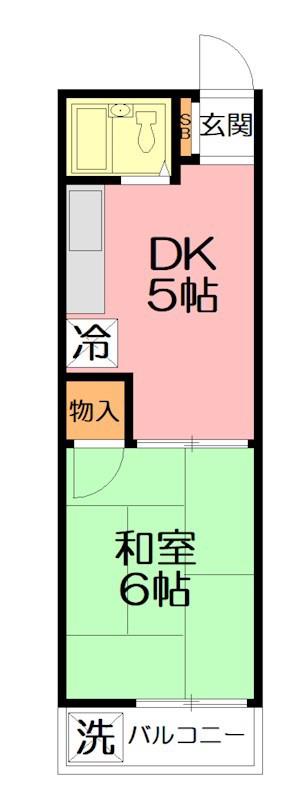 パール厚木(1DK/2階)の間取り写真