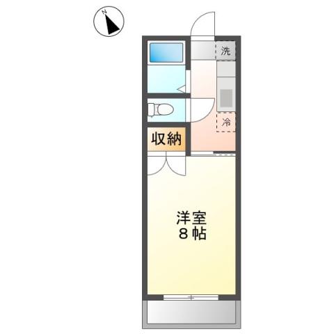プレアール老松町II(1K/2階)の間取り写真